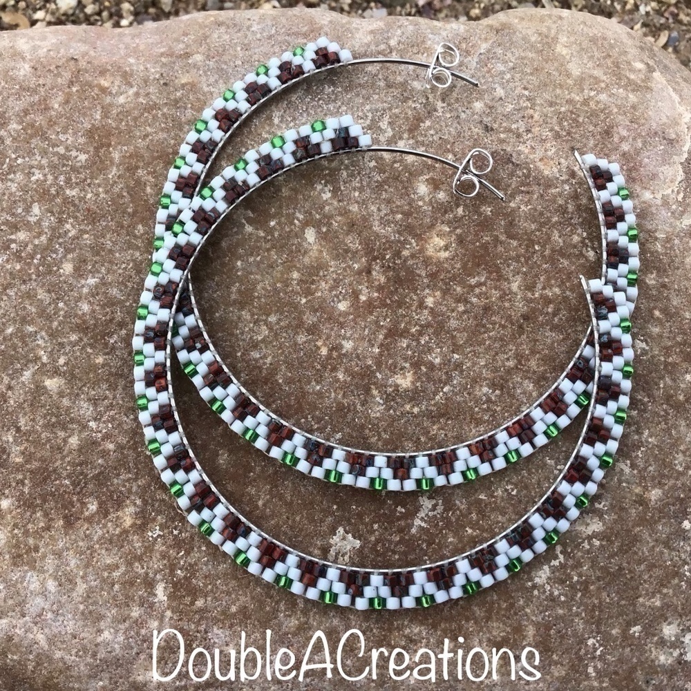 PICASSO Red and Green Beaded 2 1/2” Hoops